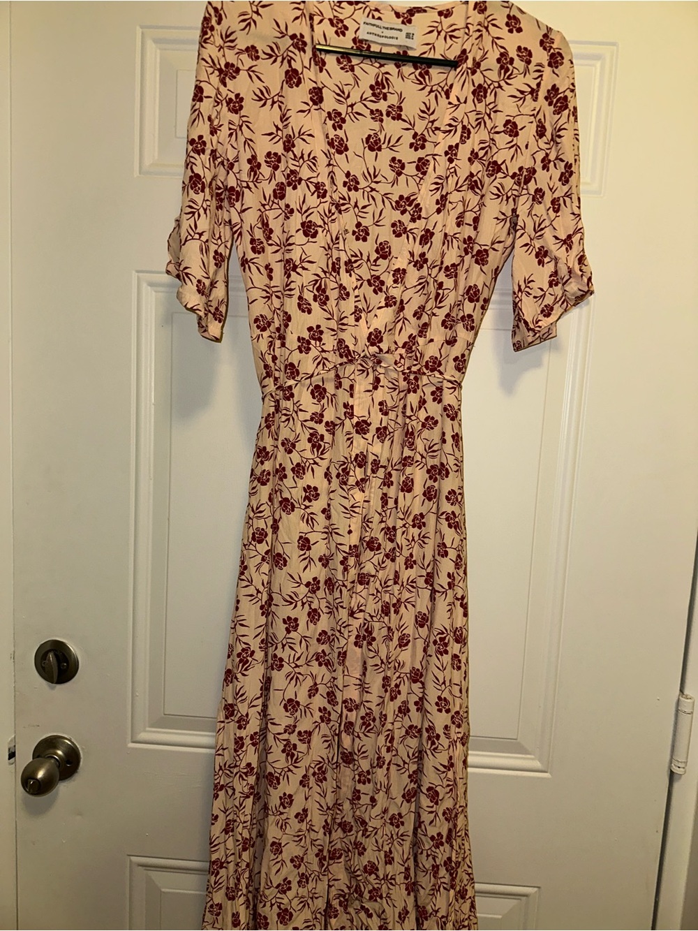 Blush Floral Wrap Maxi Dress with Puff Sleeves - Picture 5 of 9